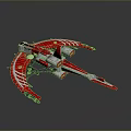 Red And Silver Toy Spaceship Model With Detailed Design And Futuristic Features