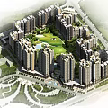 Modern High Rise Residential Complex With Central Garden Green Space And Swimming Pool