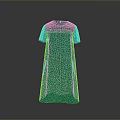 Green Short Sleeve Dress With Sequin Embellished Sleeves Soft Fabric Side Pockets Elegant Style