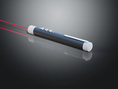 Portable Red Laser Pointer Electronic Device With White Black Body And Control Buttons 3d model