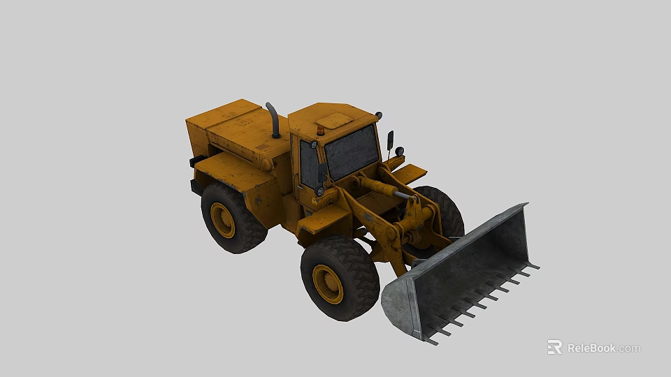 Yellow Functional Construction Vehicle Featuring Front Loader Bucket Cab And Large Tires 3d model 