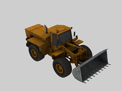 Yellow Functional Construction Vehicle Featuring Front Loader Bucket Cab And Large Tires 3d model