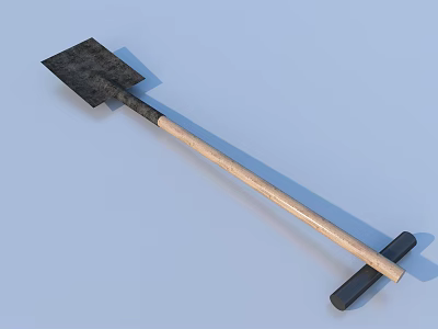 Durable Household Shovel with Wooden Handle and Metal Blade for Gardening Use 3d model