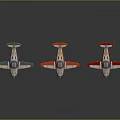 Colorful Toy Biplane Models With Blue White And Red Colors On Dark Background
