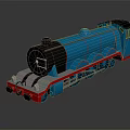 Blue Steam Train Toy Model With Detailed Design Red Accents And Black Parts