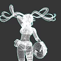 Vibrant Teal Twin Tails Game Anime Character In White Bikini Top Holding Racing Helmet