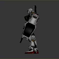 White Armored Mecha Game Character With Dual Swords Back Antennas And Red Feet