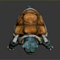 Blue Turtle Like Fantasy Character With Yellow Belly And Cannons On Back
