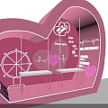 Pink Heart Shaped Display Space With Bench Ferris Wheel And Heart Patterns
