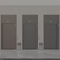 Modern Elevator Doors In Building Lobby With Multiple Units Brown Gray Design And Floor Indicators 3d model