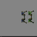 Fantasy Weapon Bow With Blue Green Colors Golden Accents And Decorative Gemstones