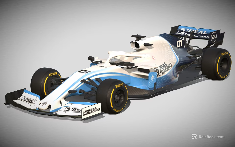 Williams Formula 1 Race Car With Blue And White Livery Aerodynamic Design 3d model 