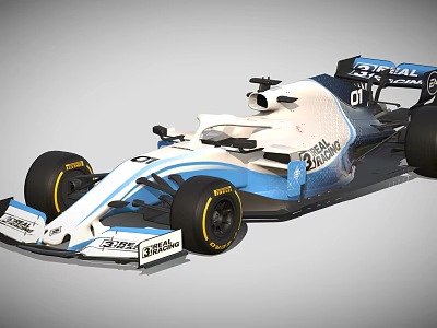 Williams Formula 1 Race Car With Blue And White Livery Aerodynamic Design 3d model