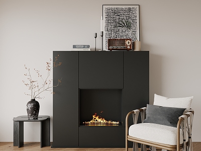 Minimalist Black Fireplace 3d model