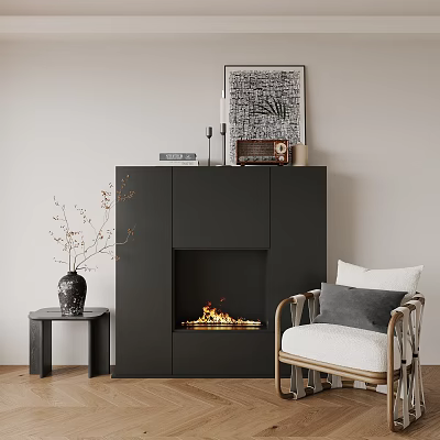 Modern Fireplace Decor With Armchair And Side Table 3d model Modern Fireplace Decor With Armchair And Side Table 3d model