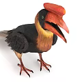 Vibrant Flying Bird With Large Red Beak And Black Yellow Feathers Standing