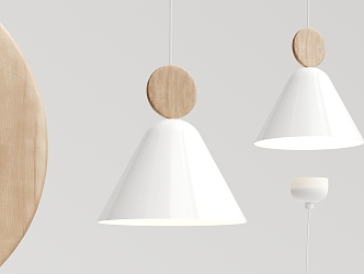 Nordic Chandelier White Solid Wood Small Chandelier 3d model