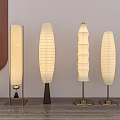 Various Modern Design Floor Lamps With Textured Shades And Different Base Materials 3d model