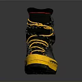 LA SPORTIVA Mountaineering Boots With Yellow Laces Red Sole And Black Upper For Outdoor Use