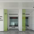 China Construction Bank Modern Bright Spacious Lobby With Green White Sofas Self Service Machines And Posters
