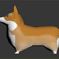 Orange And White Corgi Standing In Cartoon Style On Dark Background Figurine