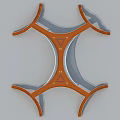 Modern Road Overpass Structure With Curved Orange Design And Support Frames 3d model