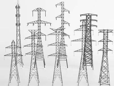 Various Design High Voltage Electricity Transmission Towers Industrial Equipment Structures 3d model