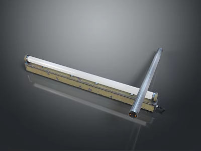 Modern Slim Lighting Fixture Set With Silver Metal Tubes And Reflective Base Design 3d model