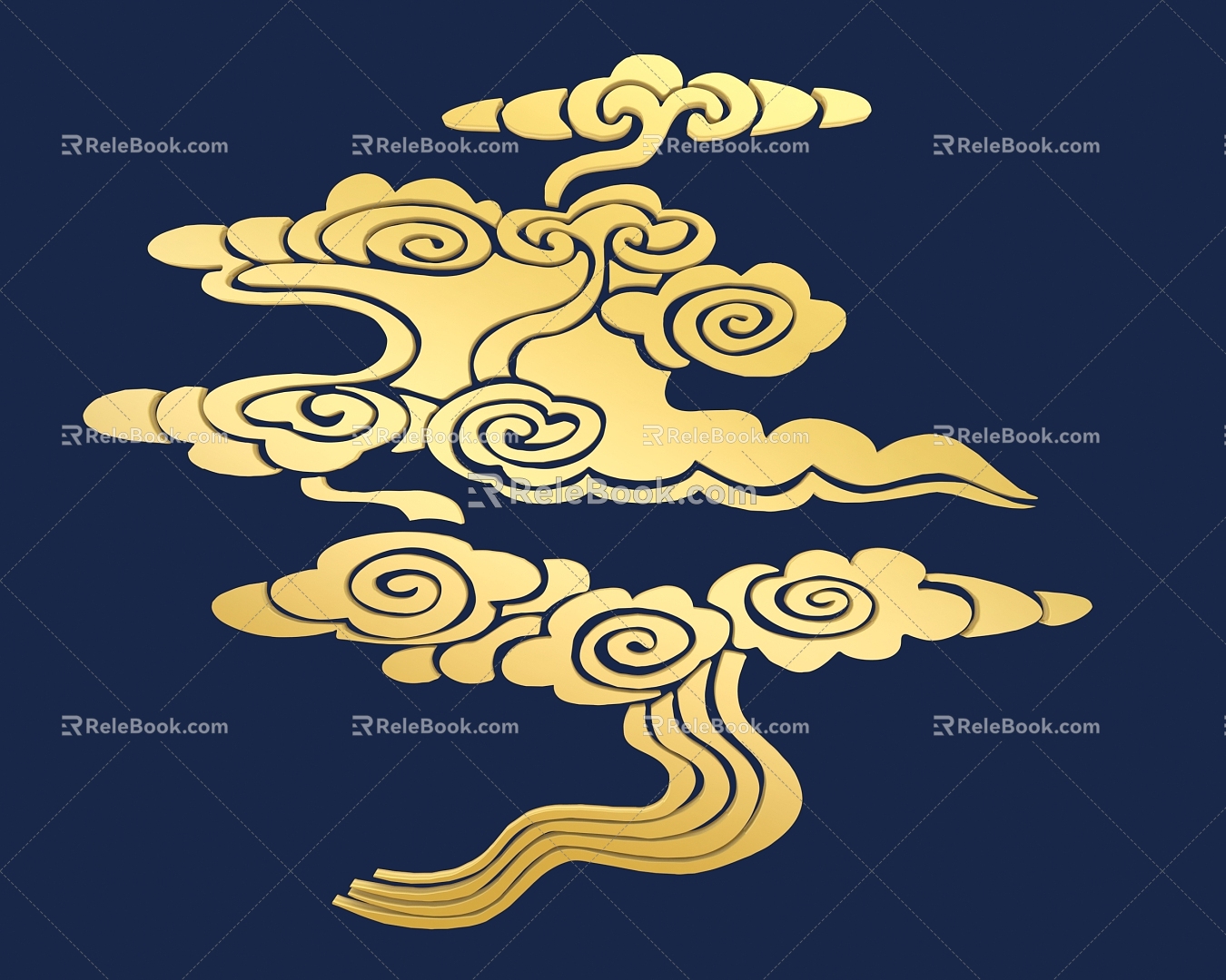 Xiangyun Chinese Traditional Elements Golden Xiangyun Mid-Autumn Elements Traditional Xiangyun Texture 9 3d model