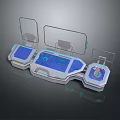Futuristic High Tech Control Device With Transparent Screens And Blue Interface Modules 3d model