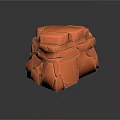 Orange Cracked Rock Scene Component 3D Model With Stacked Layers And Textures 3d model