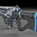 Futuristic Sci Fi Weapon Featuring Black Blue Metallic Finish Ergonomic Grip And Detailed Components 3d model