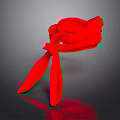 Elegant Red Scarf Tied In Bow With Reflection On Gray Background Surface 3d model