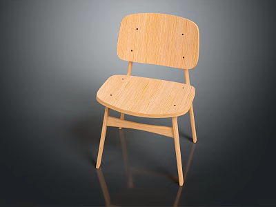 Simple Wooden Leisure Chair With Curved Seat And Straight Legs Design 3d model