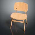 Simple Wooden Leisure Chair With Curved Seat And Straight Legs Design