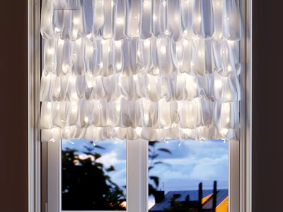 White Pleated Curtain with Light Filtering Design for Window View and Indoor Decor 3d model