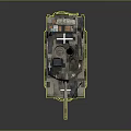 Camouflaged Military Tank Design With White Cross Symbols Top Storage And Cannon Barrel