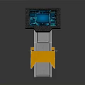 Industrial Control Panel With Screen Displaying Blue Diagram And Gray Yellow Structure
