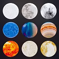 Solar System Planets And Moon Phases In Circular Display Design 3d model
