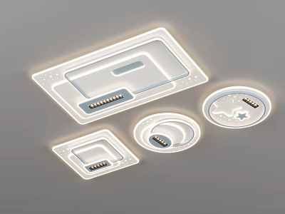 Modern Ceiling Lights Square And Round Shapes With Soft Glow Contemporary Design 3d model