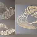Modern Spiral Wave Chandelier With White Curved Lines For Interior Decor