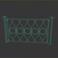 Scenic View Metal Railing With Geometric Diamond Circular Patterns And Pillar Structure 3d model