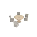 Modern Round Dining Table Set With Soft Fabric Upholstered Chairs And Wooden Pedestal Base