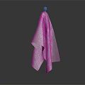 Gray Towel Hanging on a Simple Hook Against Light Colored Background 3d model