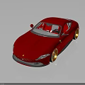 Red Sports Car With Modern Sleek Exterior And Golden Alloy Wheels Design