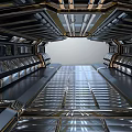 Futuristic Technological Metallic Corridor With Spacious Design And Illuminated Light Strips