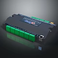 Black Casing Industrial Control Module With Green Terminal Blocks Ethernet Port And Indicator Lights