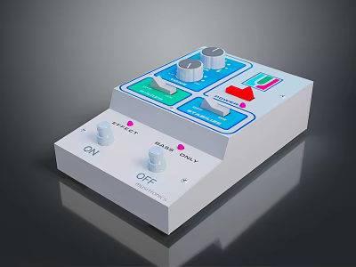 White Control Panel Device With Knobs Buttons Blue Green Sections And Red Indicator 3d model