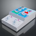 White Control Panel Device With Knobs Buttons Blue Green Sections And Red Indicator 3d model