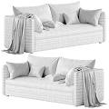 Luxury Modern Upholstered Double Sofa With Multiple Color Options Cozy Throw Pillows And Knitted Blankets